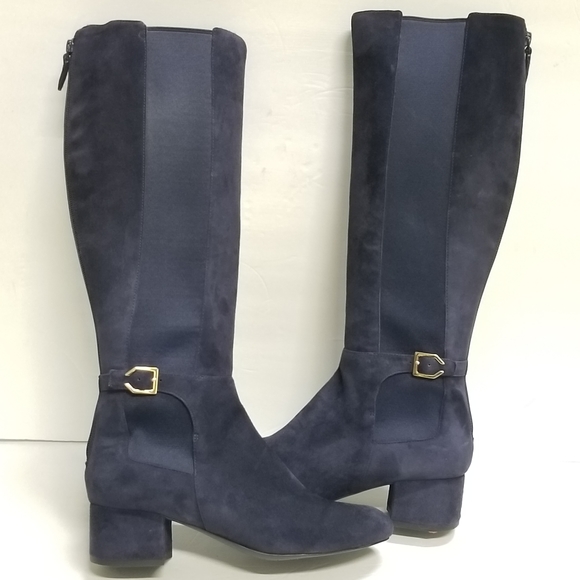 Cole Haan Grandos Avani Stretch Boot Marine Blue Suede - Picture 9 of 16